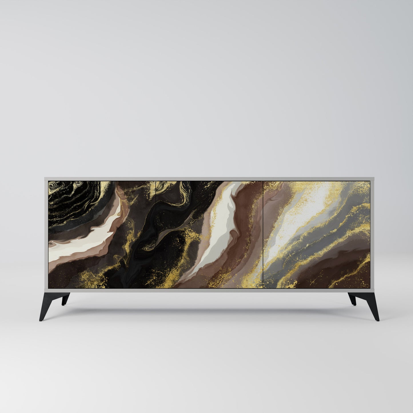 GOLD DUST 3-Door Sideboard in Grey Finish