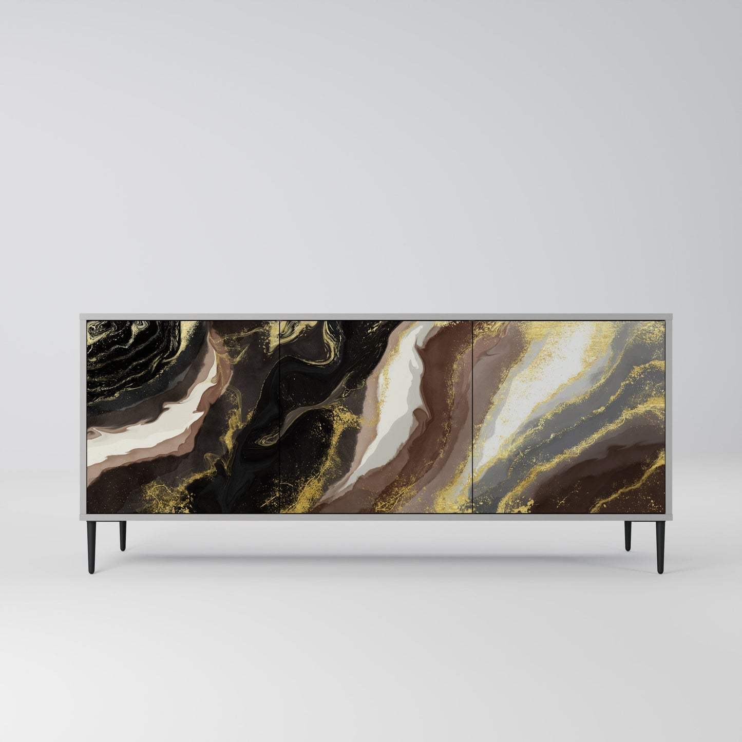 GOLD DUST 3-Door Sideboard in Grey Finish