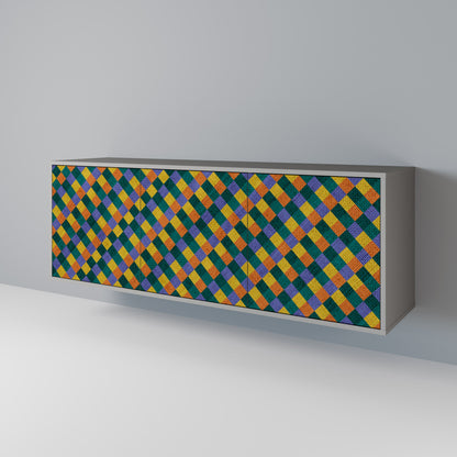 PAINTED SQUARES MIX 3-Door Sideboard in Grey Finish