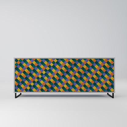 PAINTED SQUARES MIX 3-Door Sideboard in Grey Finish