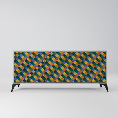 PAINTED SQUARES MIX 3-Door Sideboard in Grey Finish