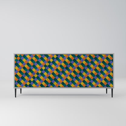PAINTED SQUARES MIX 3-Door Sideboard in Grey Finish