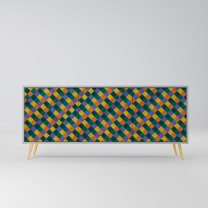 PAINTED SQUARES MIX 3-Door Sideboard in Grey Finish