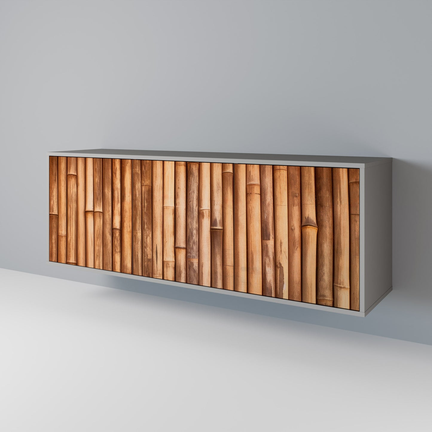 NATURAL WOOD 3-Door Sideboard in Grey Finish