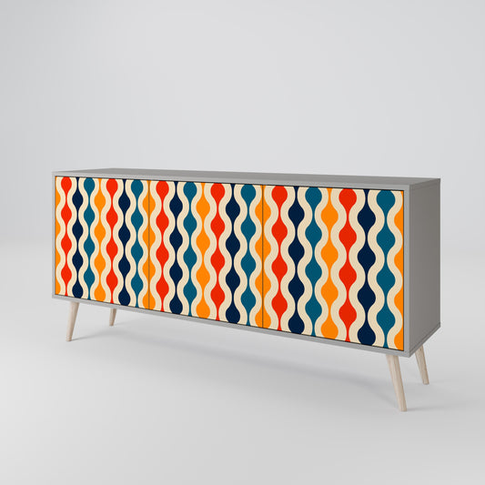 COLORFUL NOSTALGIA 3-Door Sideboard in Grey Finish