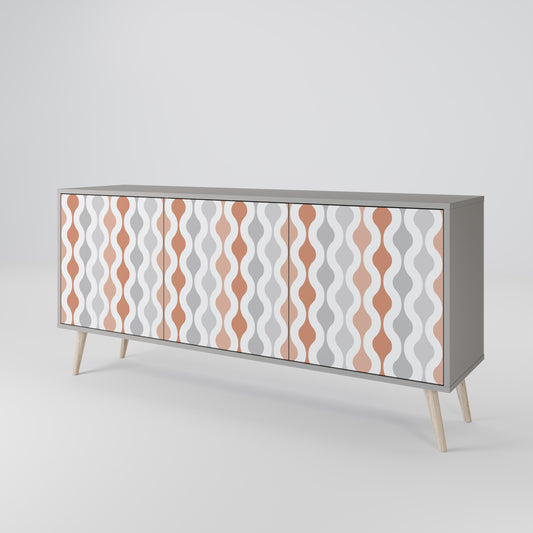 HAZY NOSTALGIA 3-Door Sideboard in Grey Finish