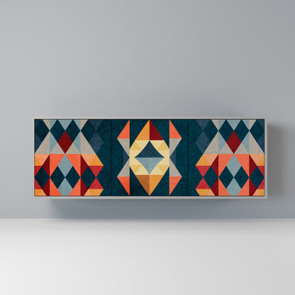 CRACKED ILLUSION 3-Door Sideboard in Grey Finish