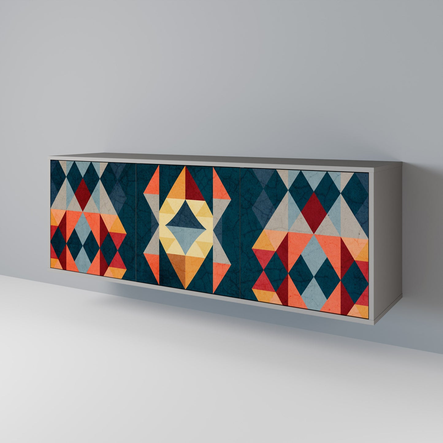 CRACKED ILLUSION 3-Door Sideboard in Grey Finish