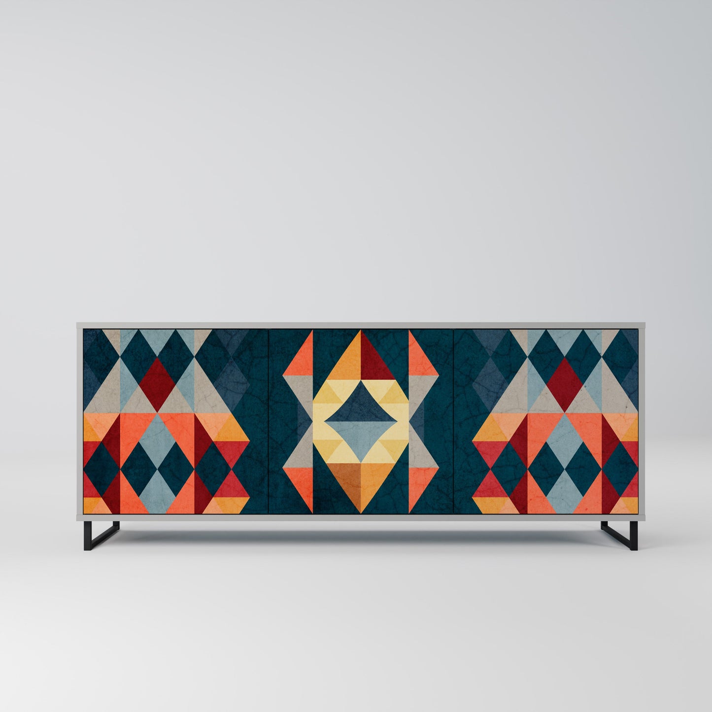 CRACKED ILLUSION 3-Door Sideboard in Grey Finish