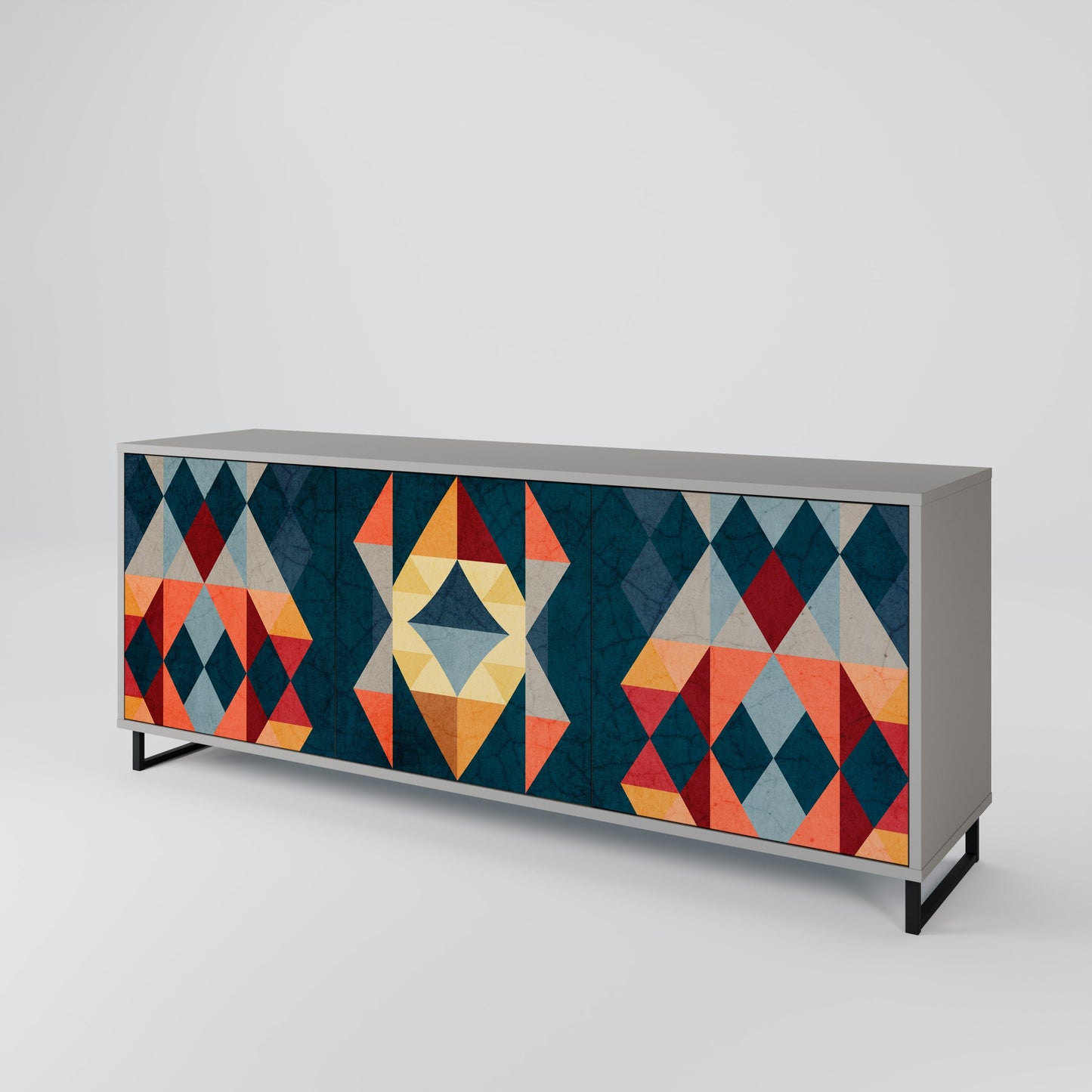 CRACKED ILLUSION 3-Door Sideboard in Grey Finish