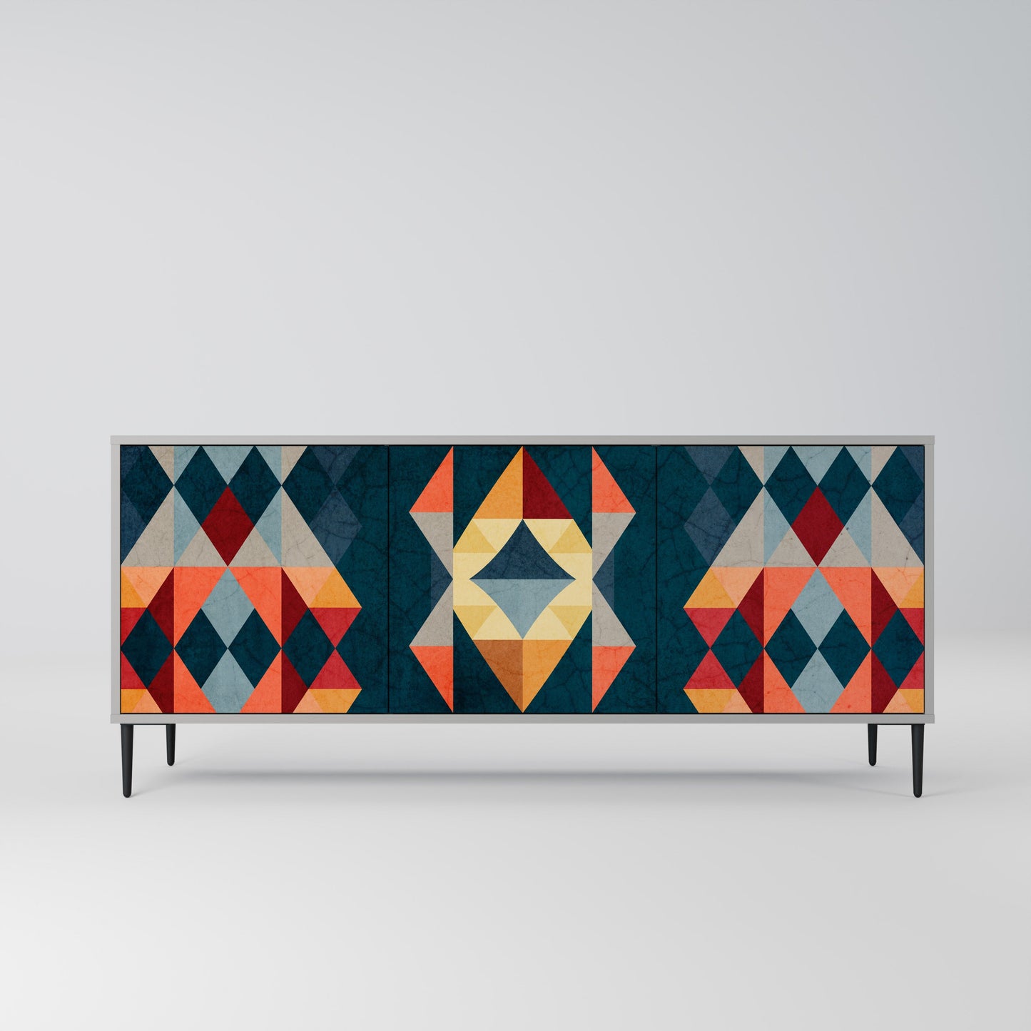 CRACKED ILLUSION 3-Door Sideboard in Grey Finish