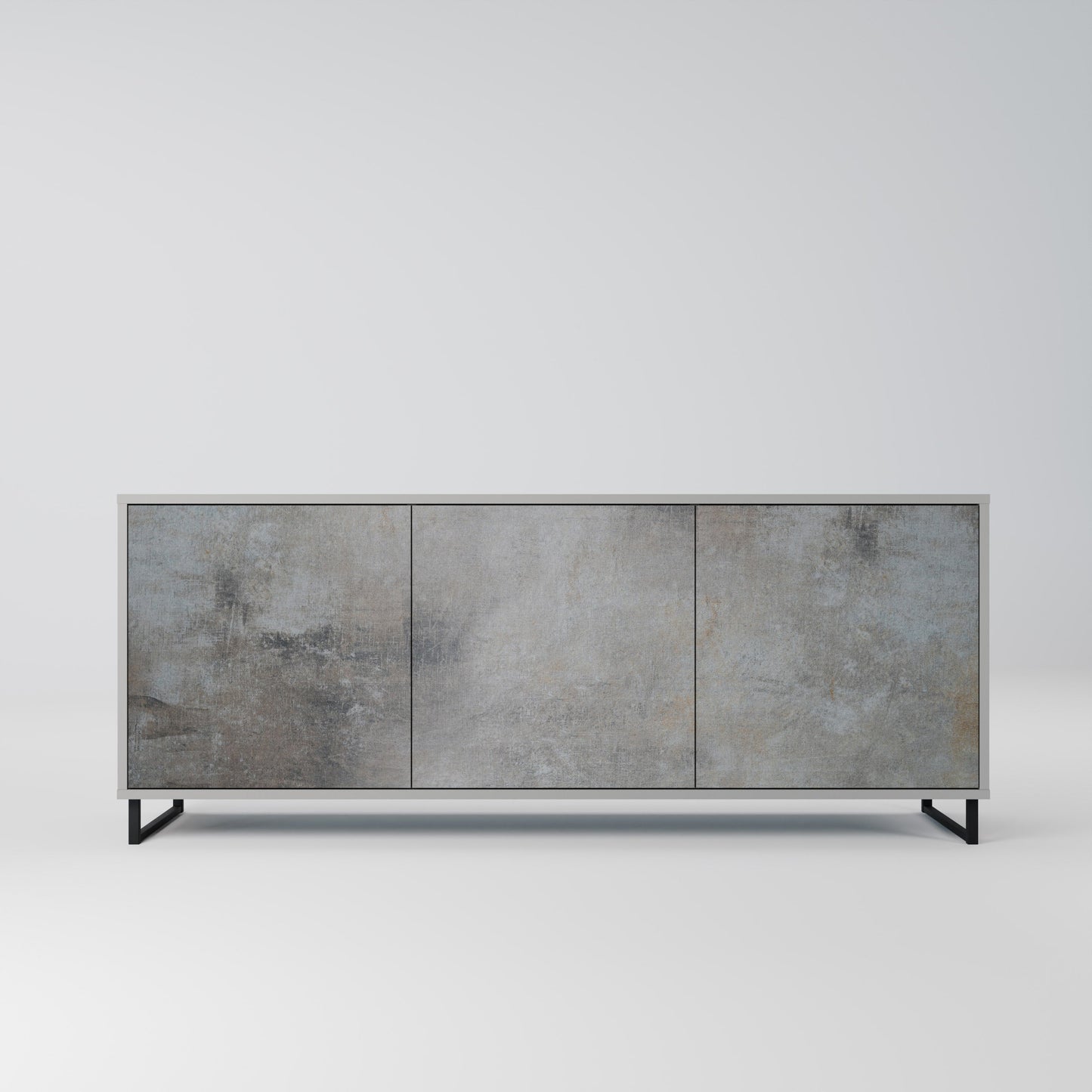 CONCRETE WALL 3-Door Sideboard in Grey Finish