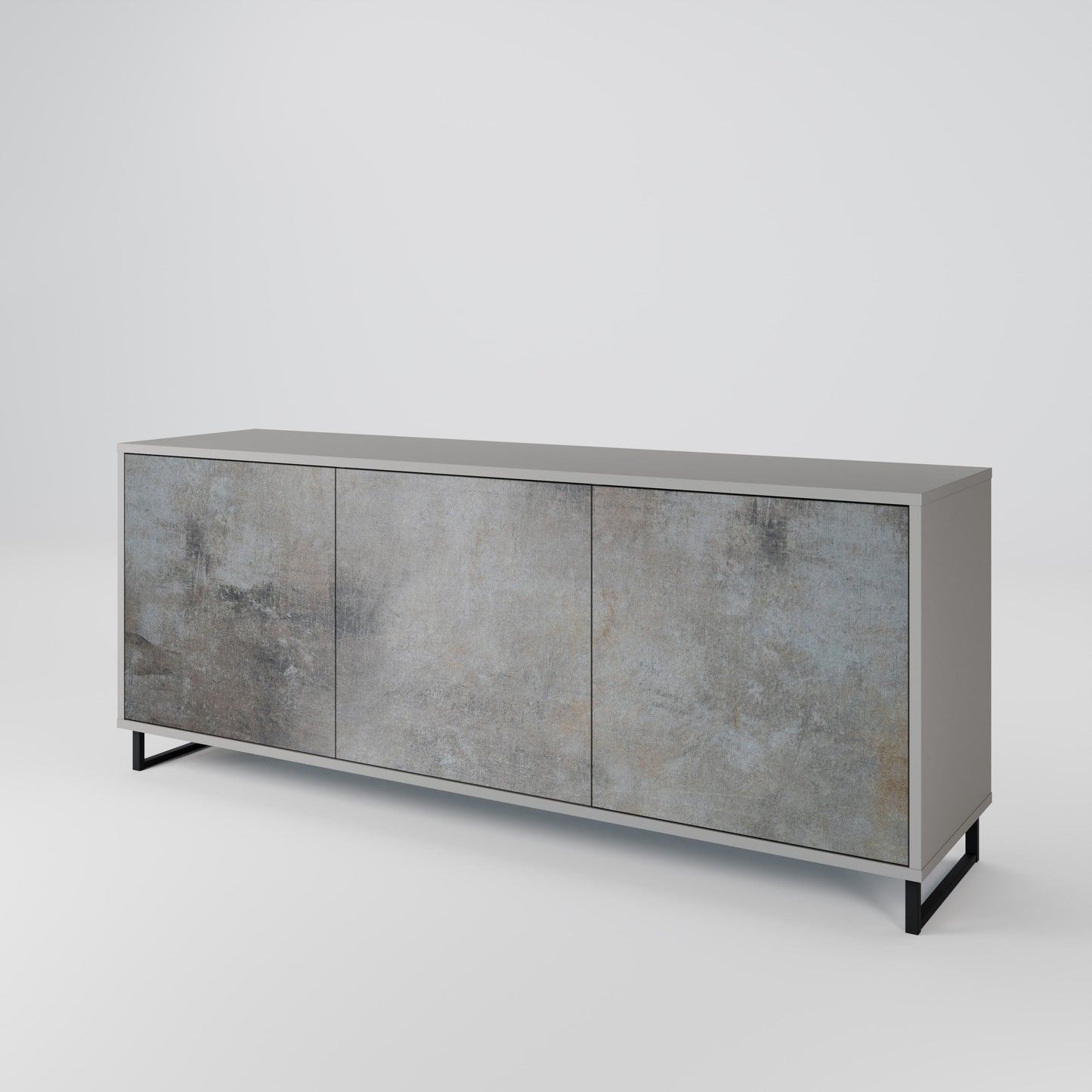 CONCRETE WALL 3-Door Sideboard in Grey Finish