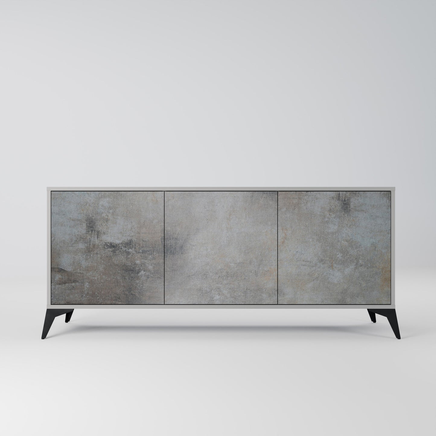 CONCRETE WALL 3-Door Sideboard in Grey Finish