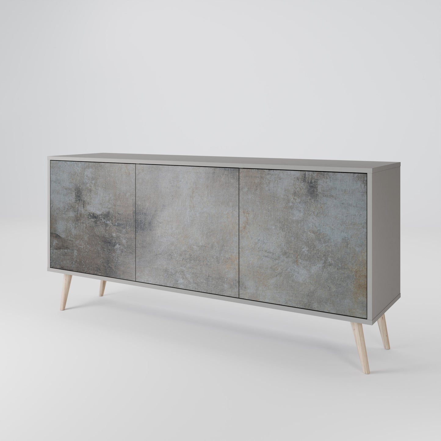 CONCRETE WALL 3-Door Sideboard in Grey Finish