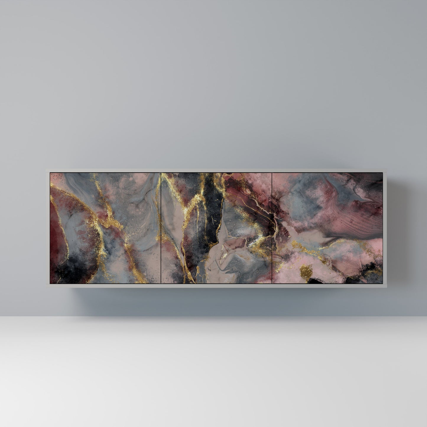 GOLDEN TIDES 3-Door Sideboard in Grey Finish