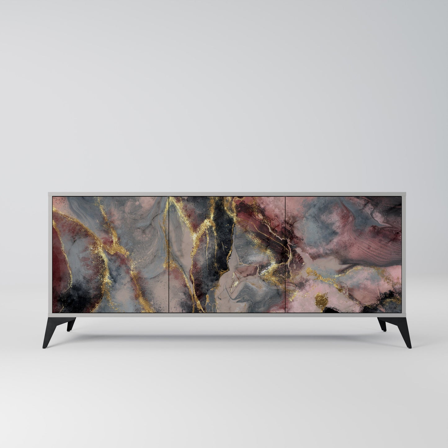 GOLDEN TIDES 3-Door Sideboard in Grey Finish