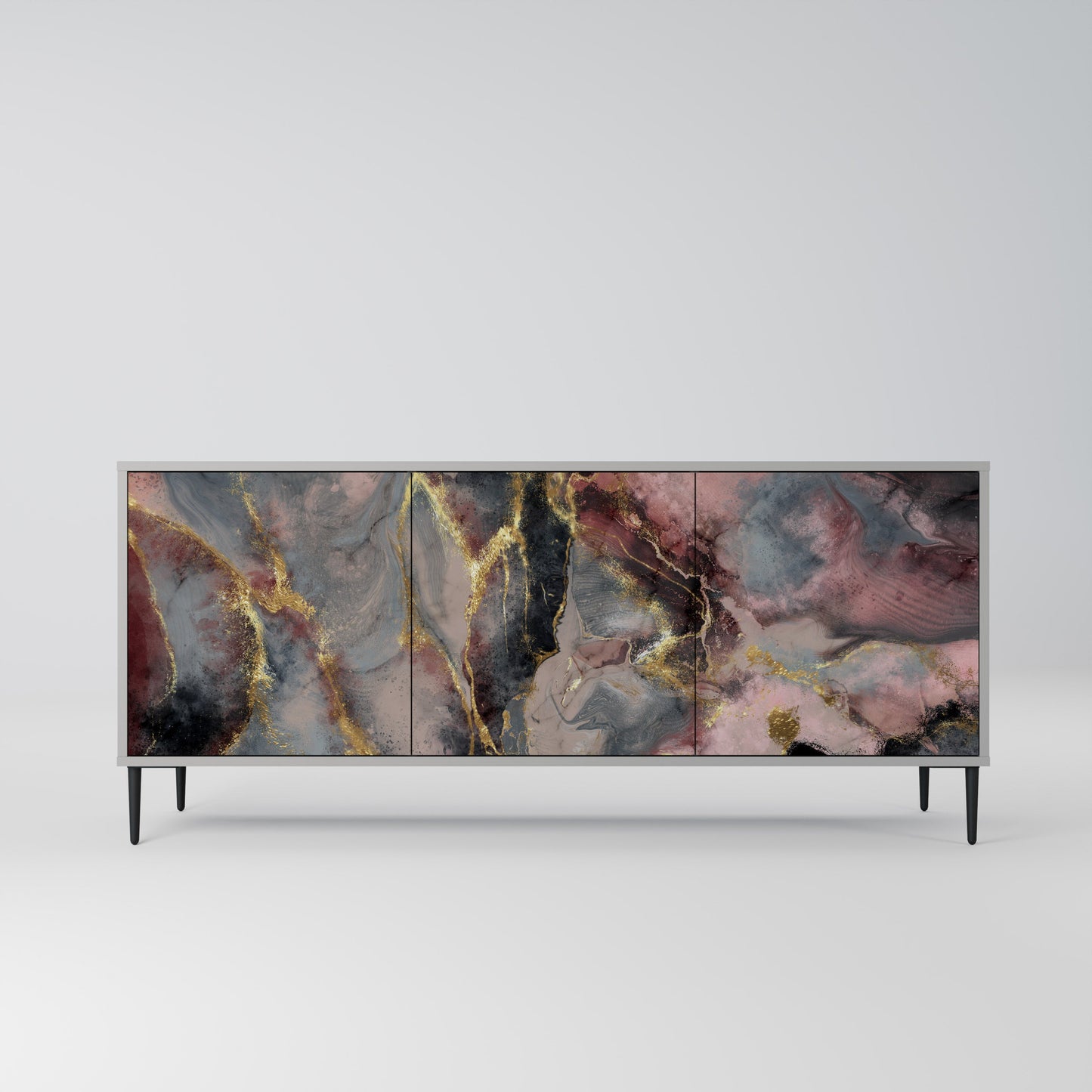 GOLDEN TIDES 3-Door Sideboard in Grey Finish