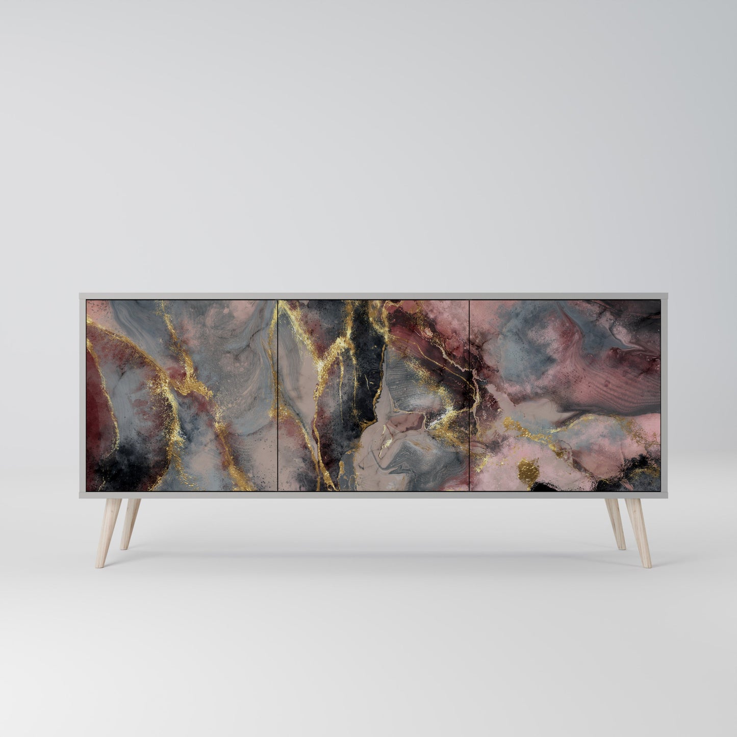 GOLDEN TIDES 3-Door Sideboard in Grey Finish