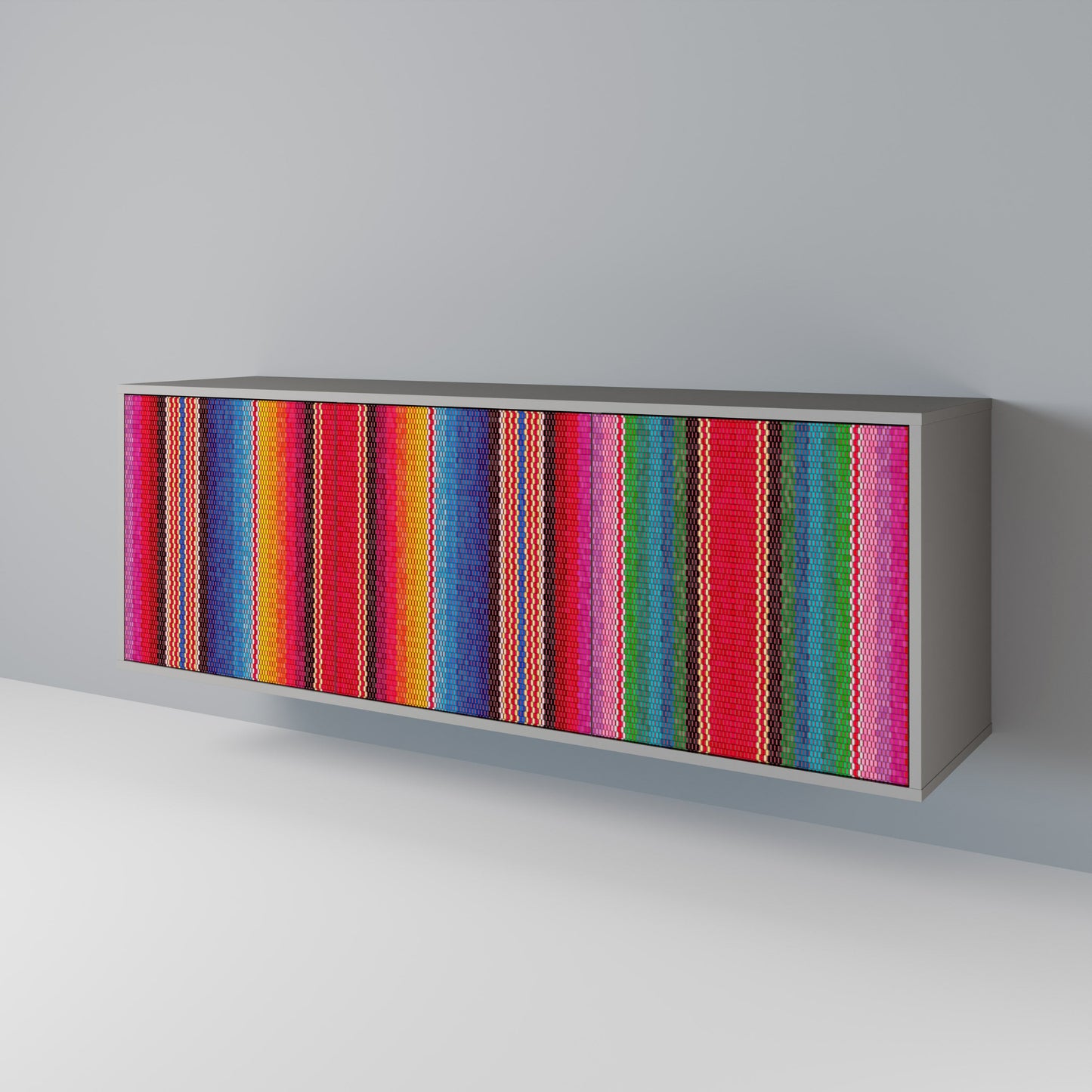 ETHNIC MEXICAN 3-Door Sideboard in Grey Finish