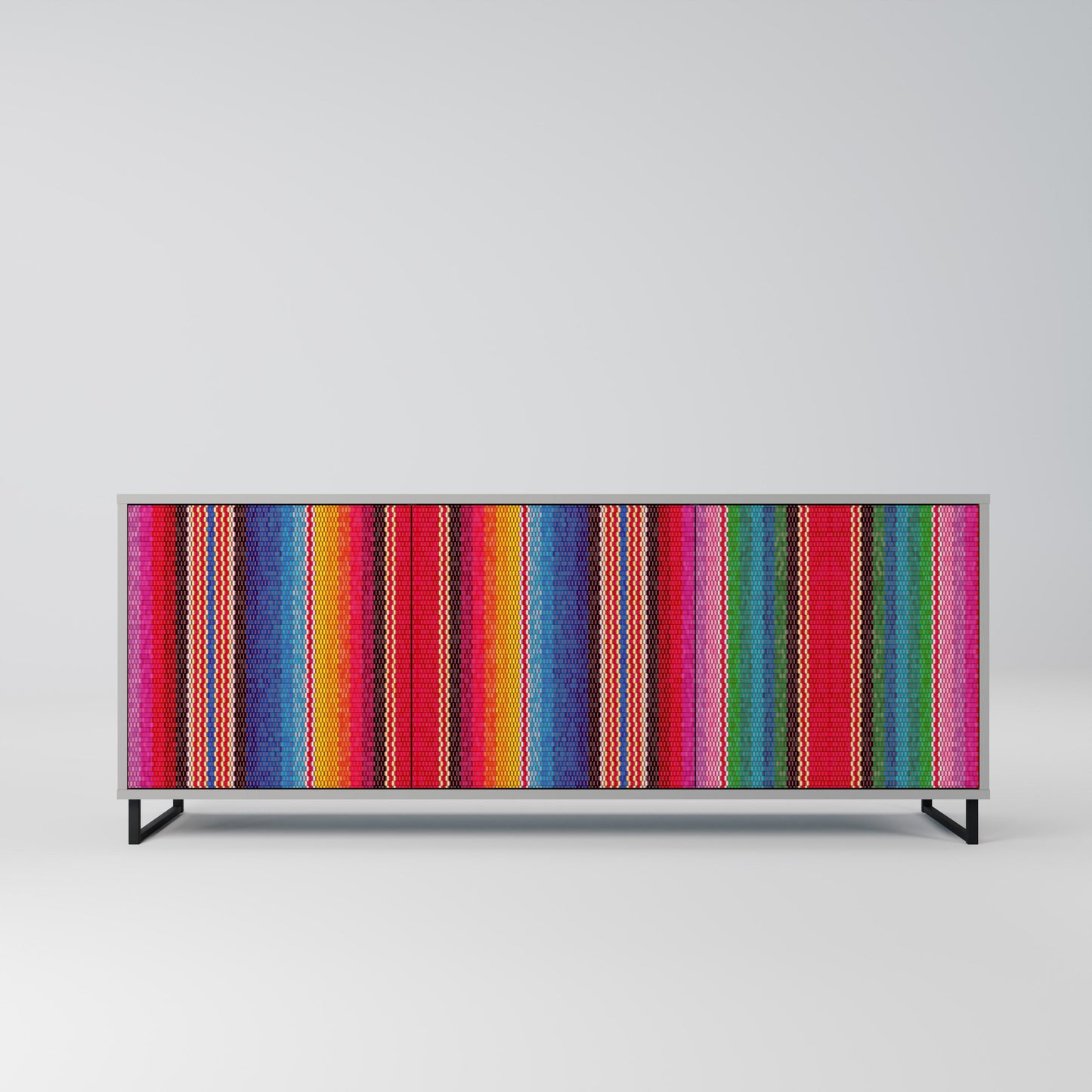 ETHNIC MEXICAN 3-Door Sideboard in Grey Finish