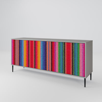 ETHNIC MEXICAN 3-Door Sideboard in Grey Finish