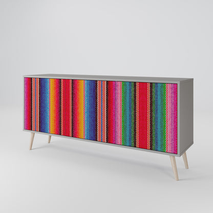 ETHNIC MEXICAN 3-Door Sideboard in Grey Finish