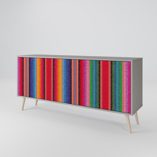 ETHNIC MEXICAN 3-Door Sideboard in Grey Finish