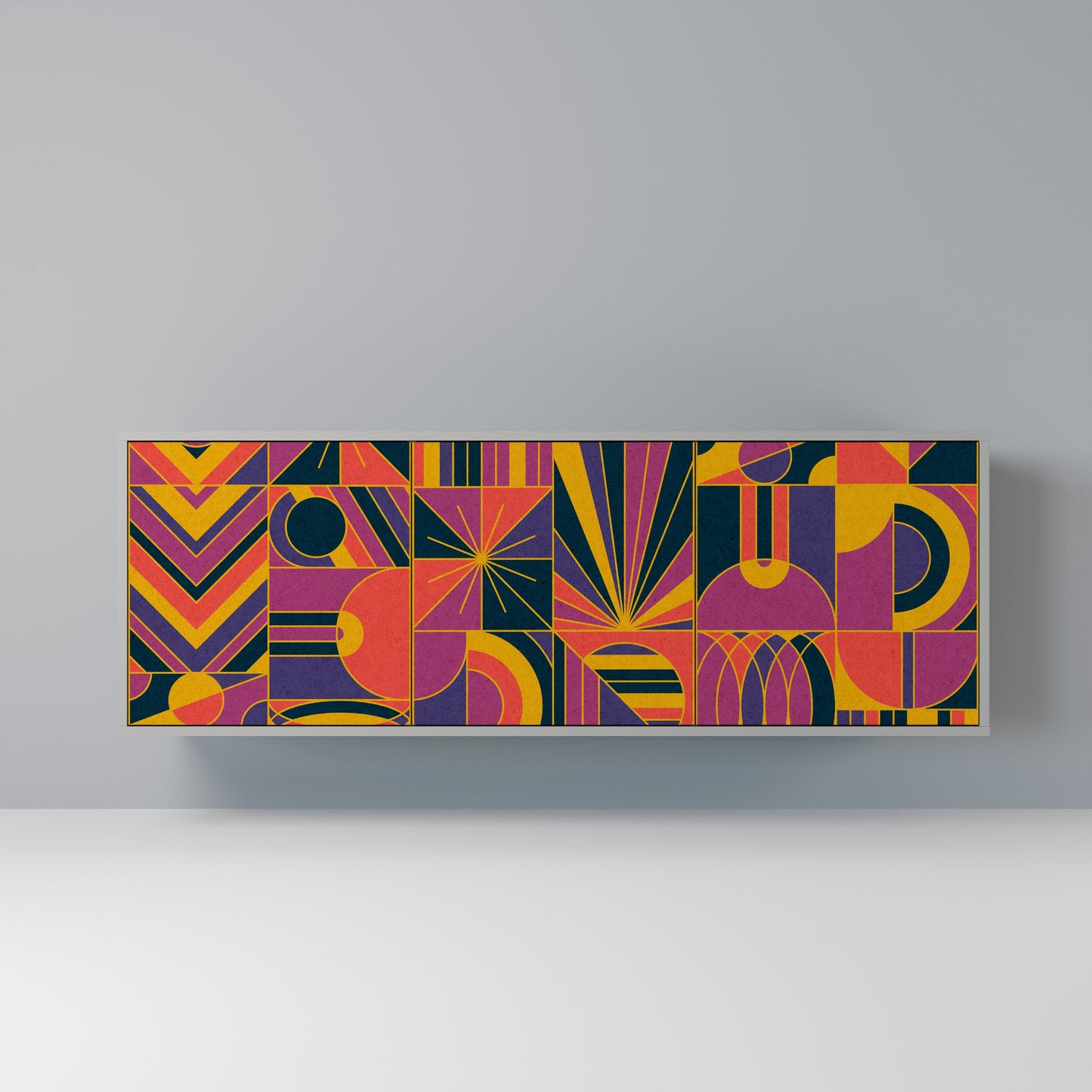 ELECTRIC PATTERNS 3-Door Sideboard in Grey Finish