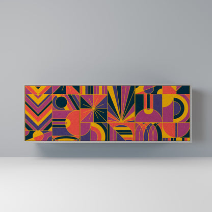 ELECTRIC PATTERNS 3-Door Sideboard in Grey Finish