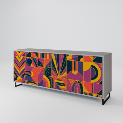 ELECTRIC PATTERNS 3-Door Sideboard in Grey Finish