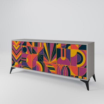 ELECTRIC PATTERNS 3-Door Sideboard in Grey Finish