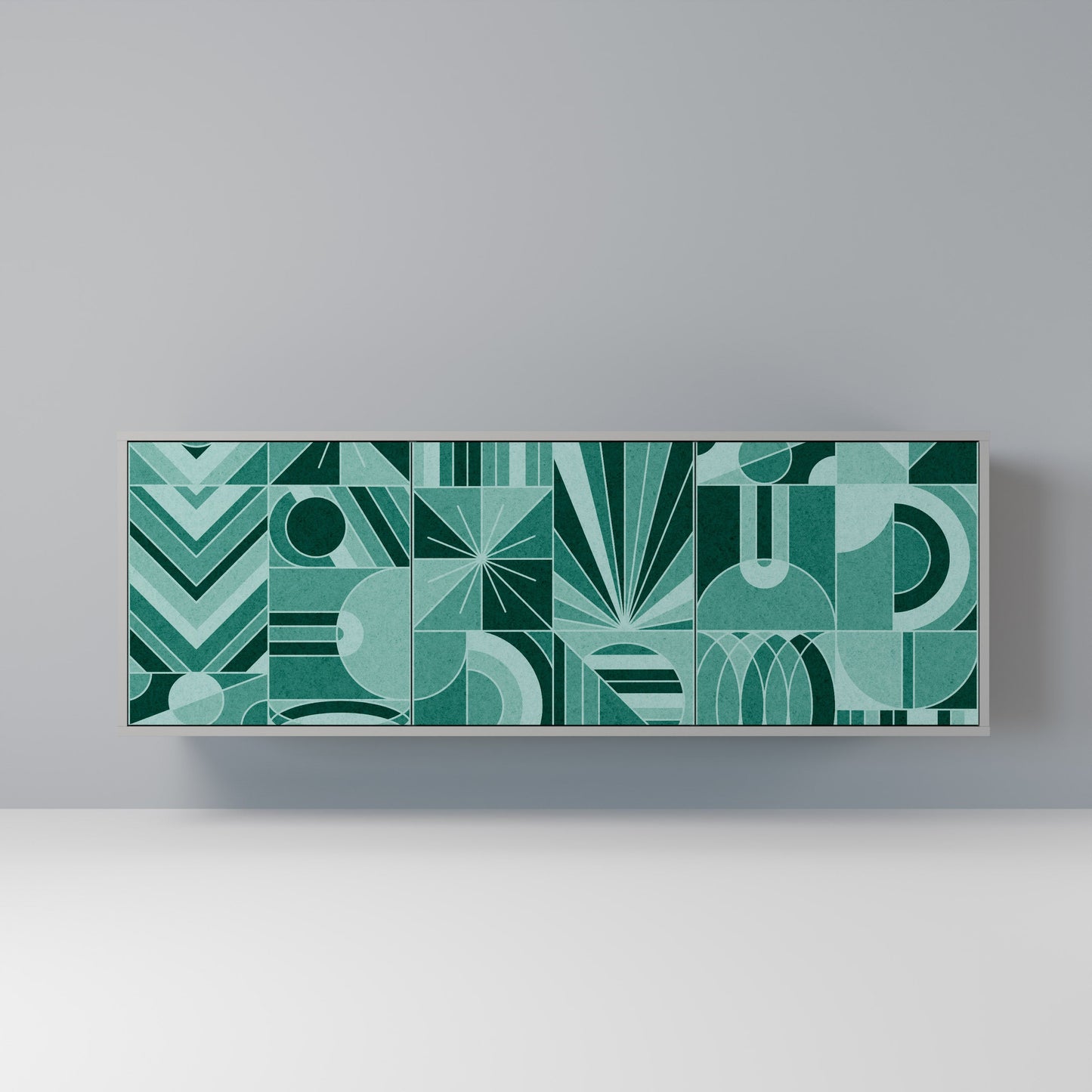 HARMONIC GRID 3-Door Sideboard in Grey Finish