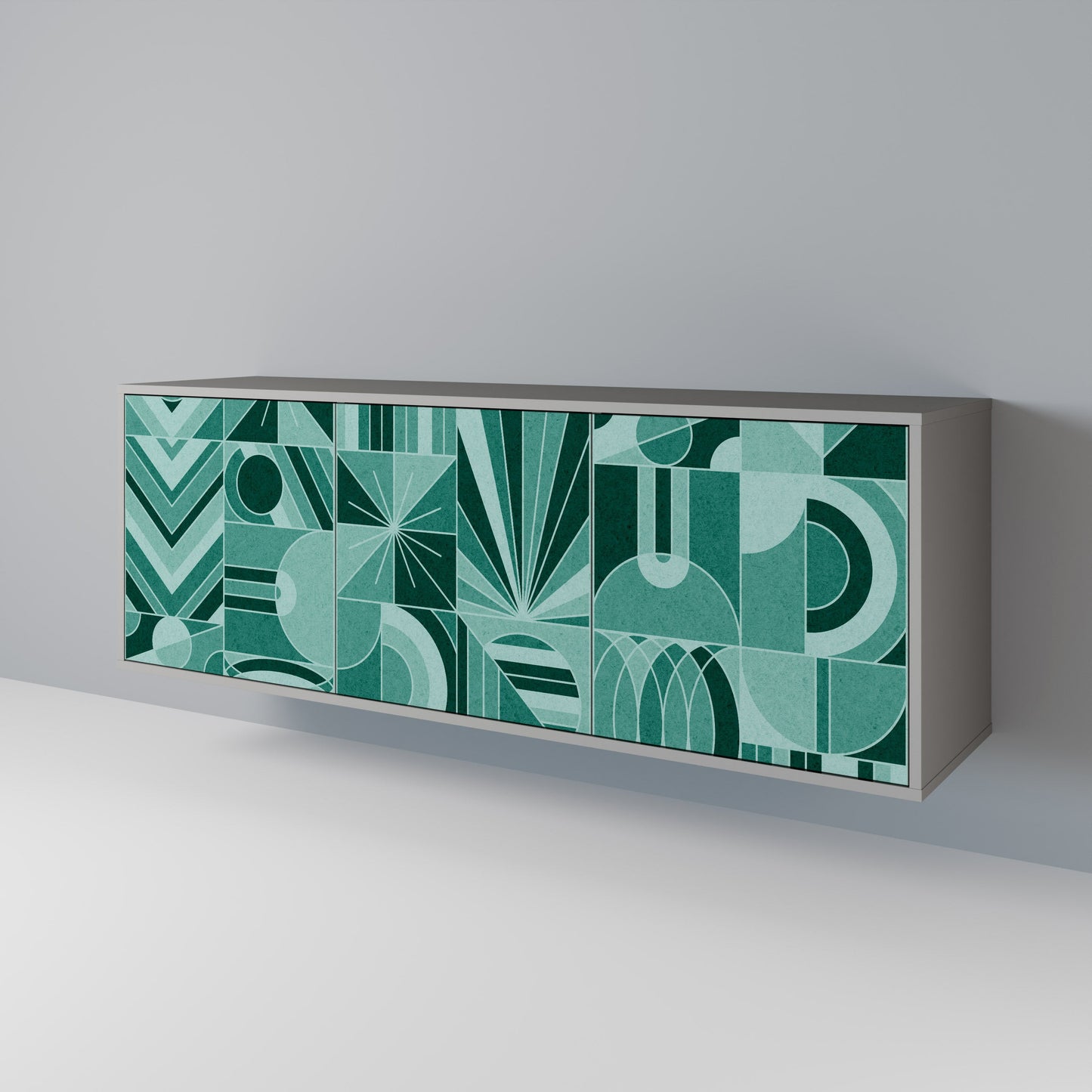 HARMONIC GRID 3-Door Sideboard in Grey Finish