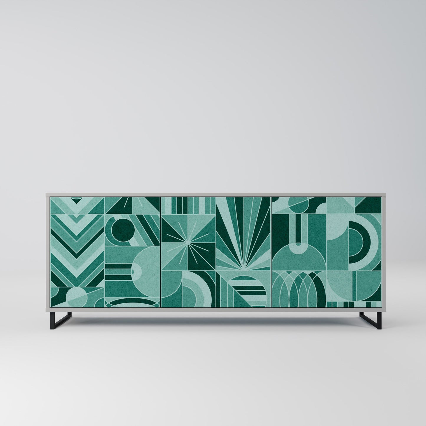 HARMONIC GRID 3-Door Sideboard in Grey Finish