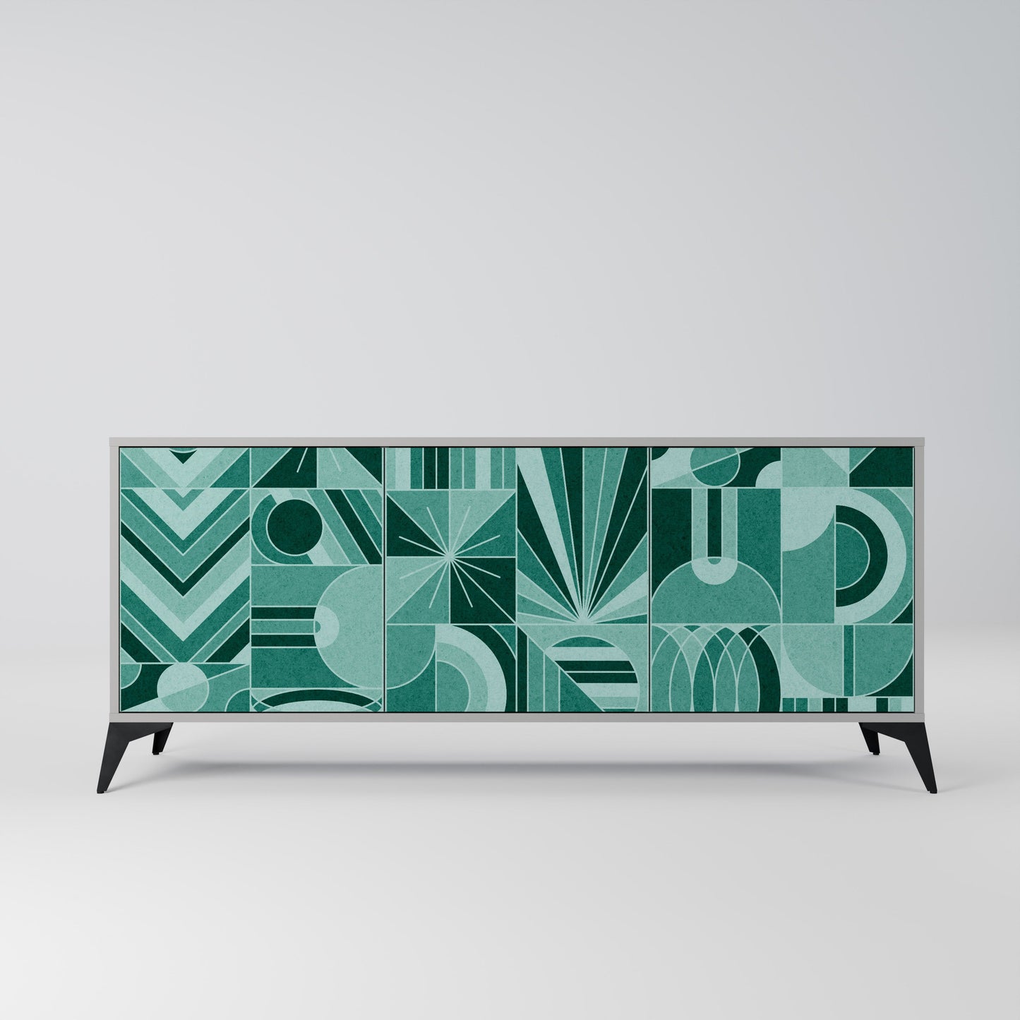 HARMONIC GRID 3-Door Sideboard in Grey Finish