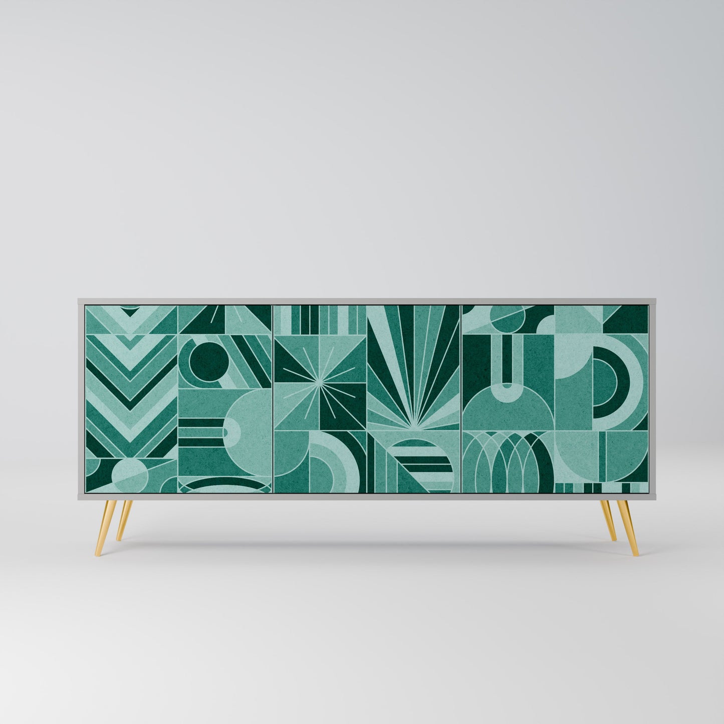 HARMONIC GRID 3-Door Sideboard in Grey Finish