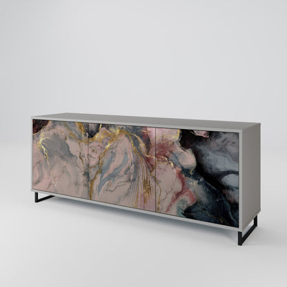 GILDED SWIRLS 3-Door Sideboard in Grey Finish