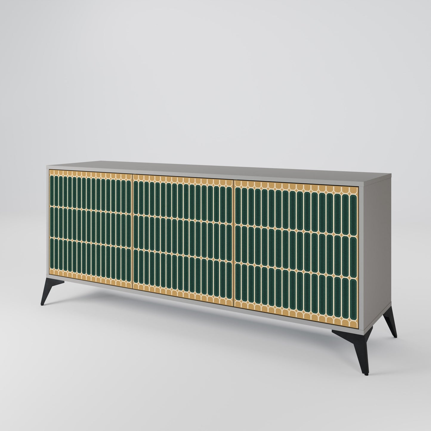 ILUSION GATE 3-Door Sideboard in Grey Finish