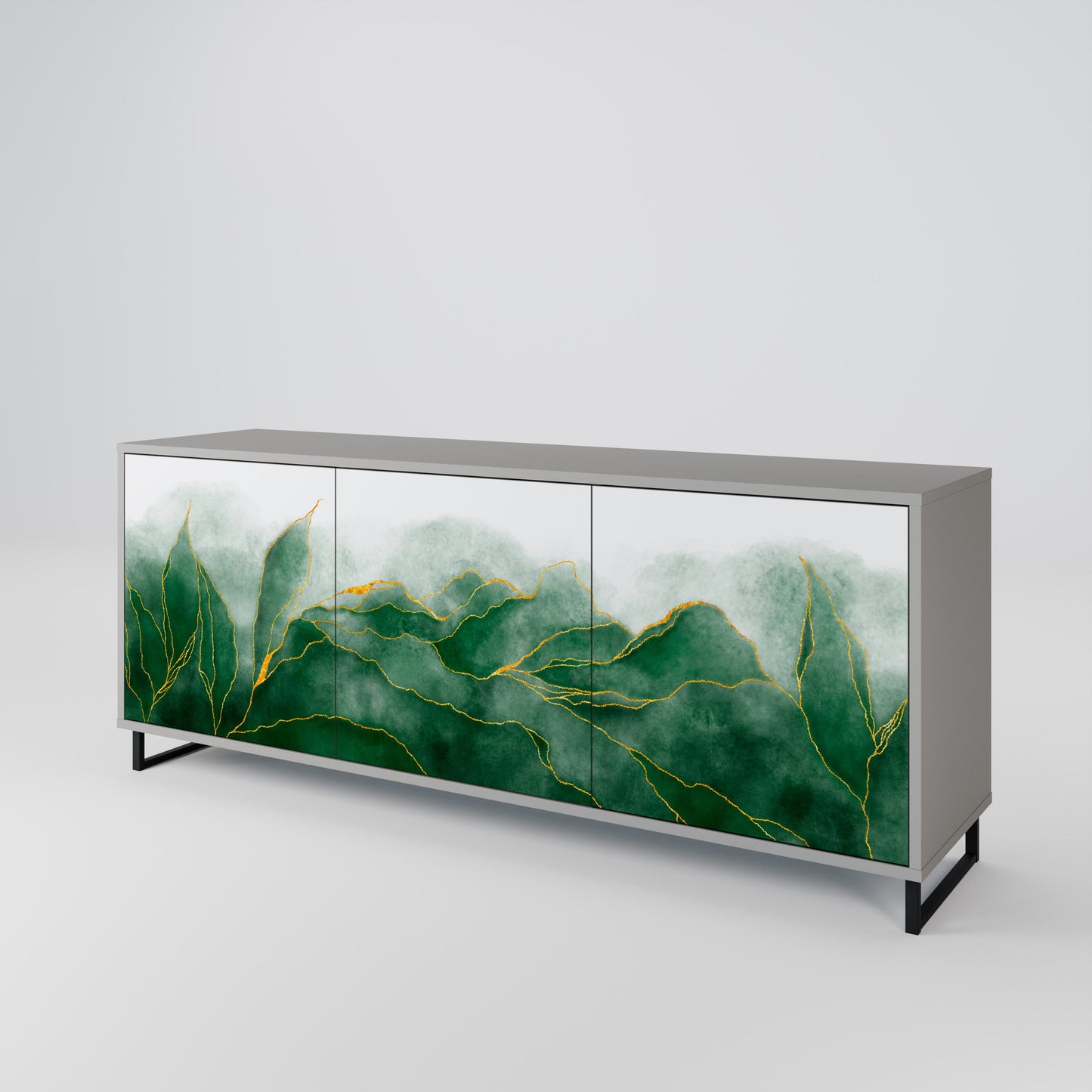 EXPENSIVE NATURE 3-Door Sideboard in Grey Finish