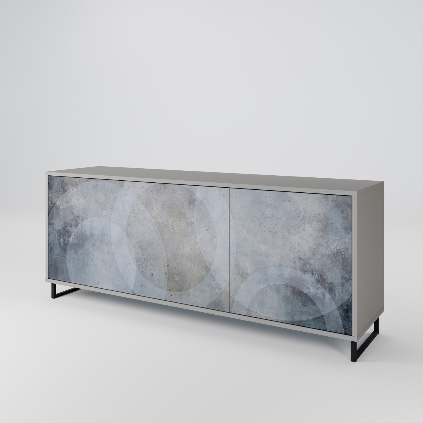 MUTED ARC 3-Door Sideboard in Grey Finish