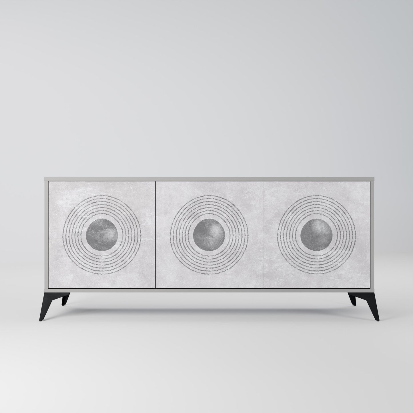 SOLID CIRCLES 3-Door Sideboard in Grey Finish