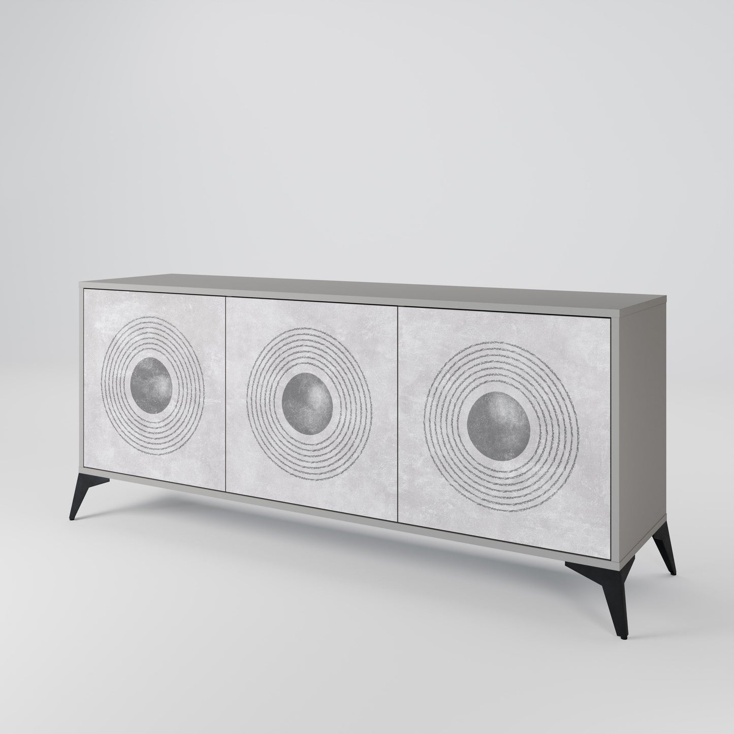 SOLID CIRCLES 3-Door Sideboard in Grey Finish