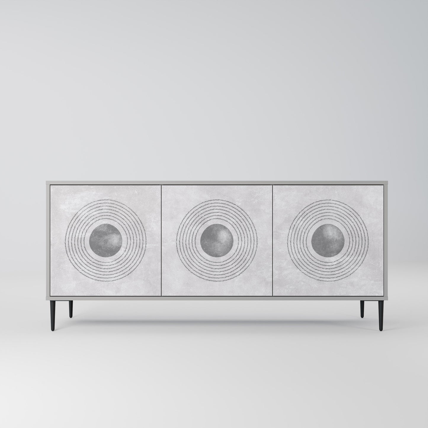 SOLID CIRCLES 3-Door Sideboard in Grey Finish