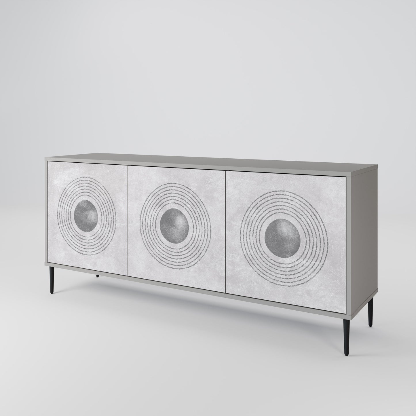 SOLID CIRCLES 3-Door Sideboard in Grey Finish