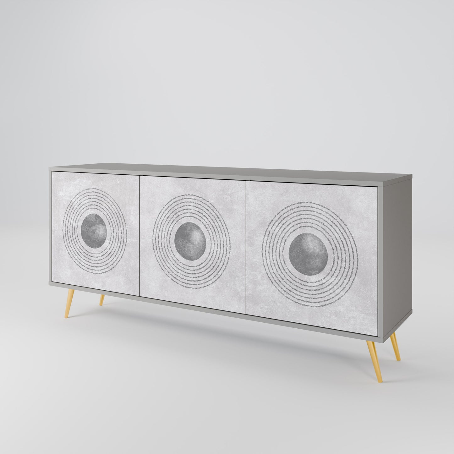 SOLID CIRCLES 3-Door Sideboard in Grey Finish