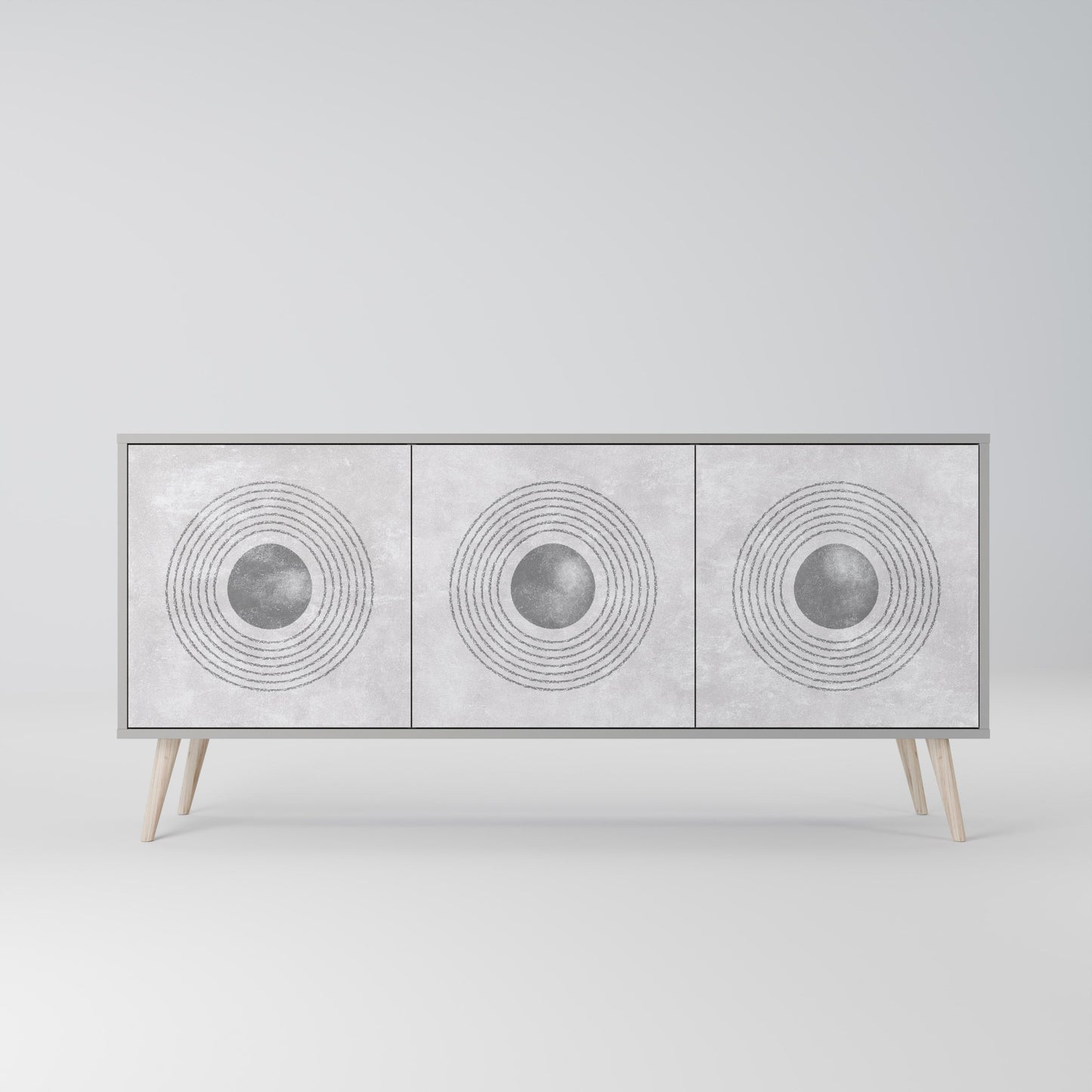 SOLID CIRCLES 3-Door Sideboard in Grey Finish