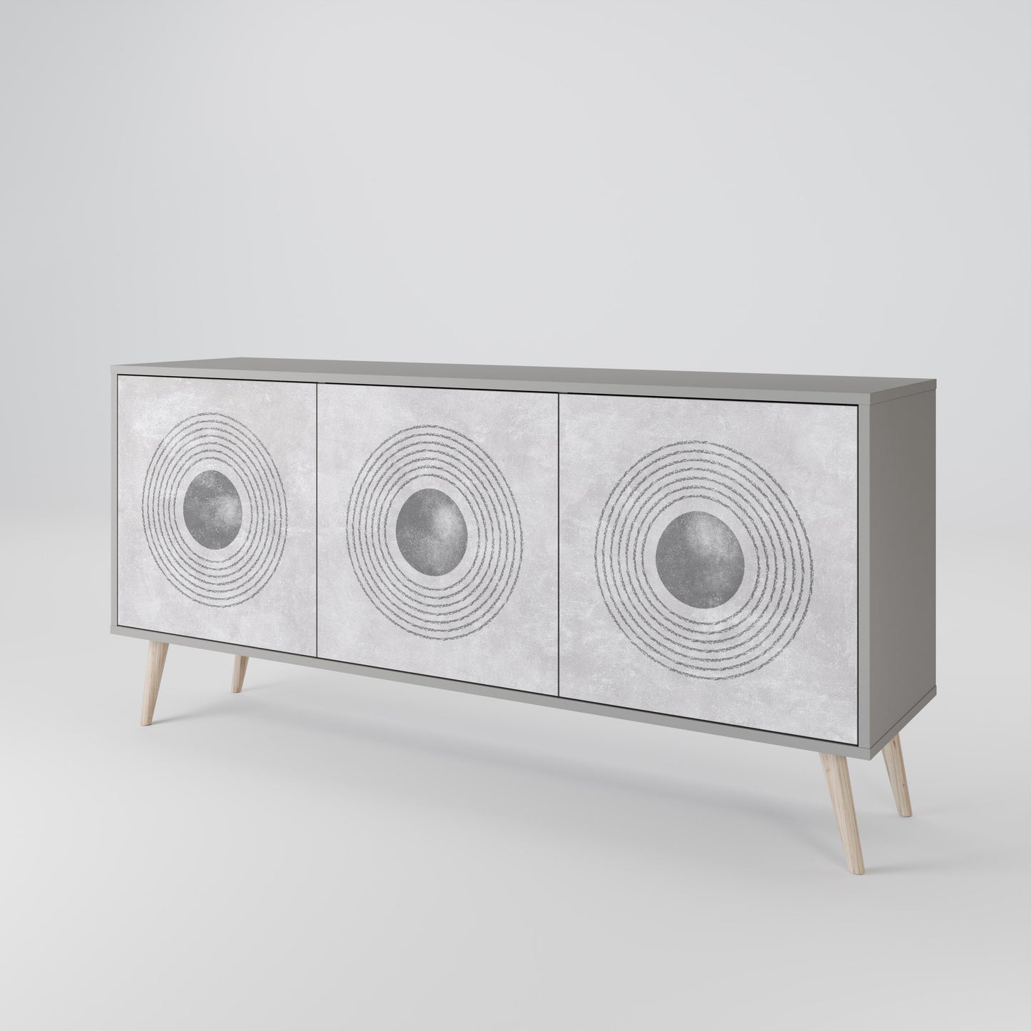 SOLID CIRCLES 3-Door Sideboard in Grey Finish
