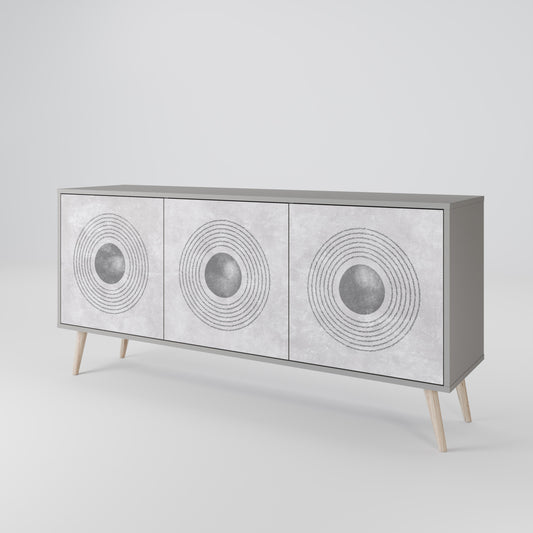 SOLID CIRCLES 3-Door Sideboard in Grey Finish