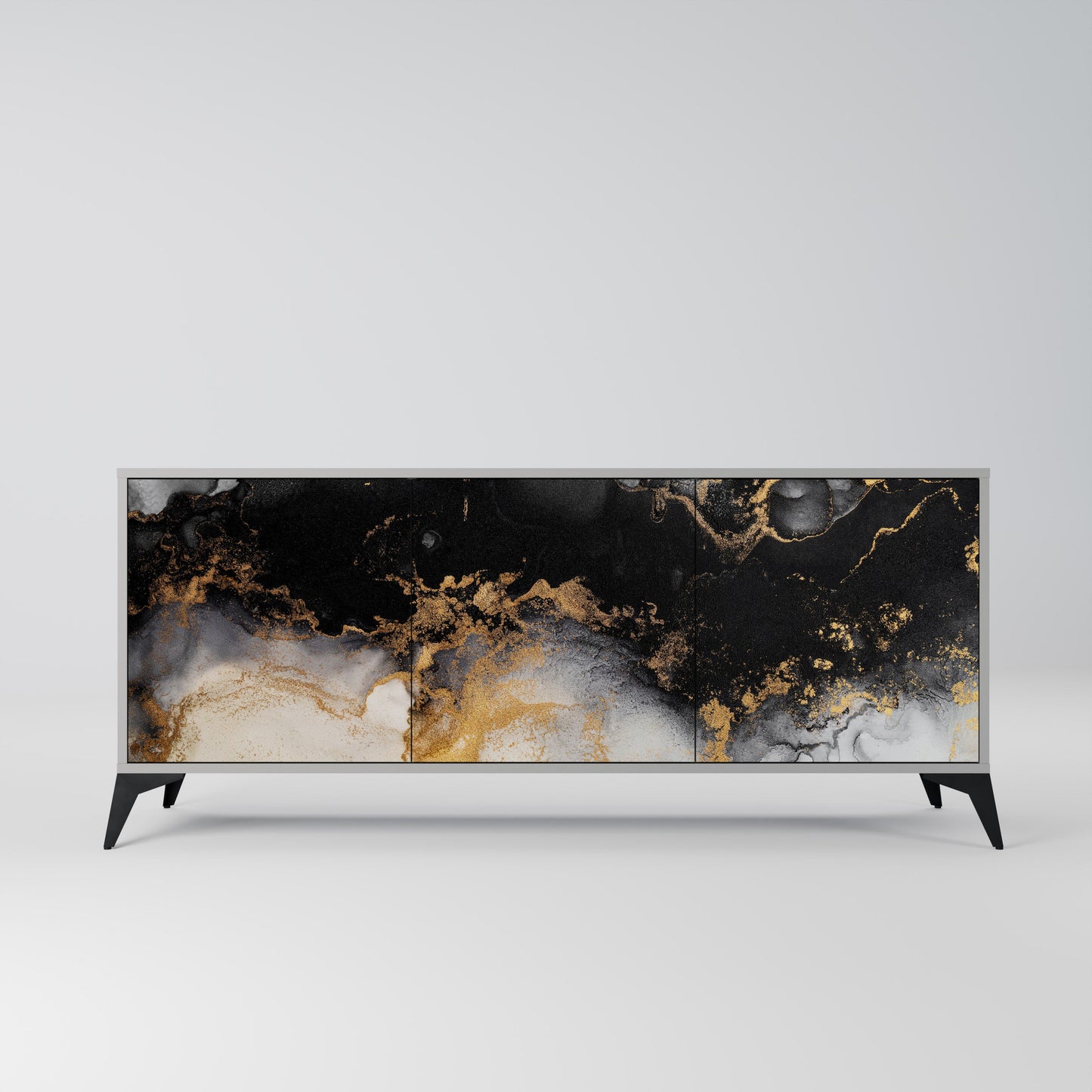 MARBLE OF TOMMORROW 3-Door Sideboard in Grey Finish